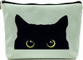 NEGIGA Black Cat Makeup Bag – Cute Cosmetic Pouch Travel Toiletry Bag, Zipper Organizer for Women Girls, Multifunction Cat Lover Gift Purse (Greener Pu Leather)