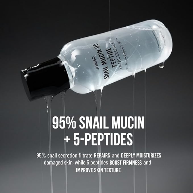JUMISO Snail Mucin 95% + 5 Peptide Essence, Korean Face Serum, 4.73 fl oz