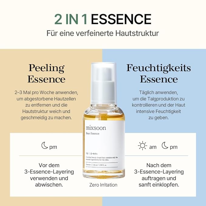 mixsoon Bean Essence Korean Skin Care, Gentle AHA Exfoliating Essence for Glass Skin Glow, Hydrating Face Serum with Fermented Bean, Smooth Skin, 50ml / 1.69 fl.oz. Korean Glass Skin Care