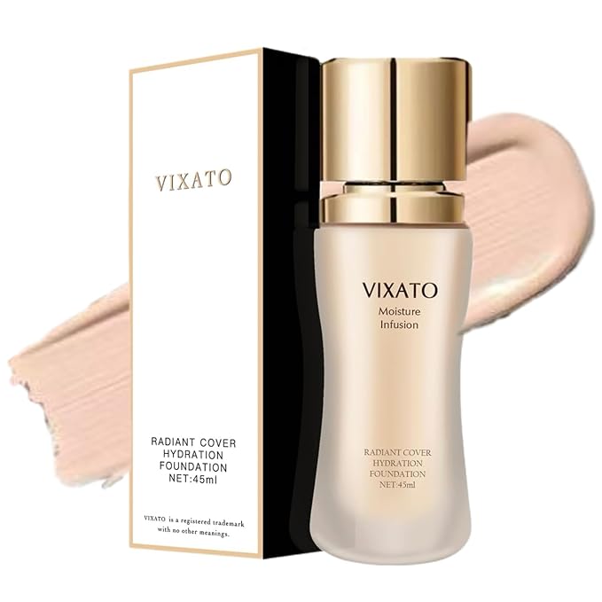 VIXATO Foundation Concealer, 2025 New Full Coverage Moisturizer Liquid Age-Defying Foundations, Hydration Natural Finish & Long Wea for All Skin Types (Bright, One SIze)