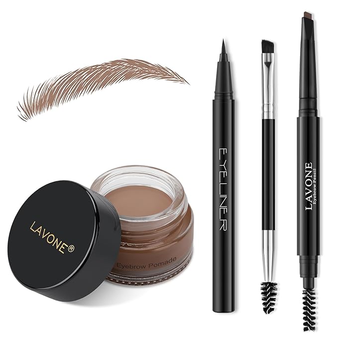 LAVONE Eyebrow Makeup Kit, Waterproof Brow Pencil,Pomade,Eyeliner-Ash Brown