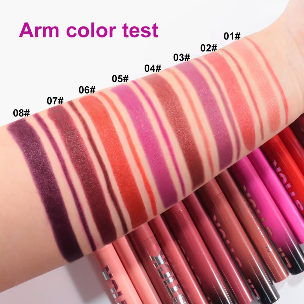 AMY'S DIARY 2Pcs Pink Purple Lipstick and Lip Liner Combo, Lip Liner and Lip Stick Kit for Women, Matte Lip Pencil and Smooth Hydrating Lipstick,Lip Makeup Set (03#Magenta Pink)