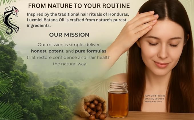 LUXMIEL Batana Oil for Hair Growth – 100% Pure Raw Unrefined Organic Batana Oil from Honduras – Cold Pressed Natural Hair Mask for Scalp Health, Thick & Strong Hair for Men & Women – 7.8 oz