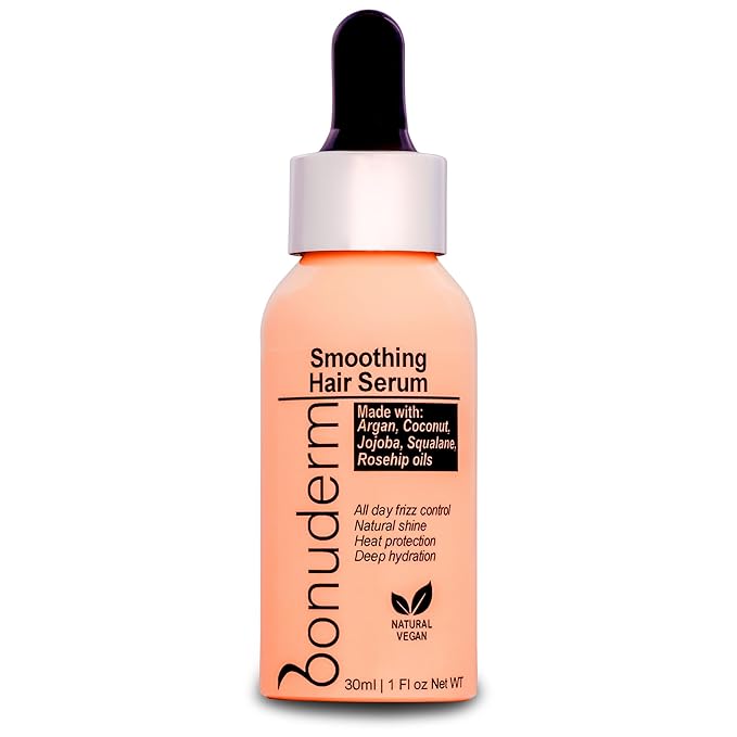bonuderm Hair Oil for Frizzy, Damaged, Dry Hair | Hydrating, Lightweight, Vegan & Natural Hair Oil | Tames Frizz, Adds Shine, Softness, Conditioning & Heat Protectant for All Hair Types