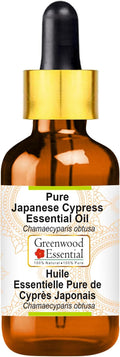 Greenwood Essential Japanese Cypress Essential Oil (Chamaecyparis obtusa) with Glass Dropper | Pure | Non-Sticky | Non-Greasy | Lightweight | Unisex | All Skin Types | Steam Distilled 10ml (0.33 oz)