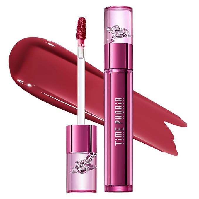 TIMEPHORIA Altera Blurring Tint Lip Stain 015 Flare, Deep Peddish Pink Glossy to Soft Matte Finish, Blur Lip Lines, Weightless No-Sticky Airy Velvet Texture, Vibrant Hydrating Long-Lasting Lip Makeup