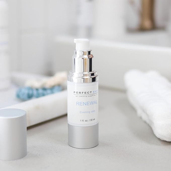 PERFECT SKIN BY CHRISTIE KIDD, PA-C | Renewal Serum–Evening Only Exfoliating Serum w/Glycolic, Lactic Acid, Retinoid & Niacinamide – Brightens, Smooths, Reduces Fine Lines–Anti-Aging Skincare 1oz/30ml