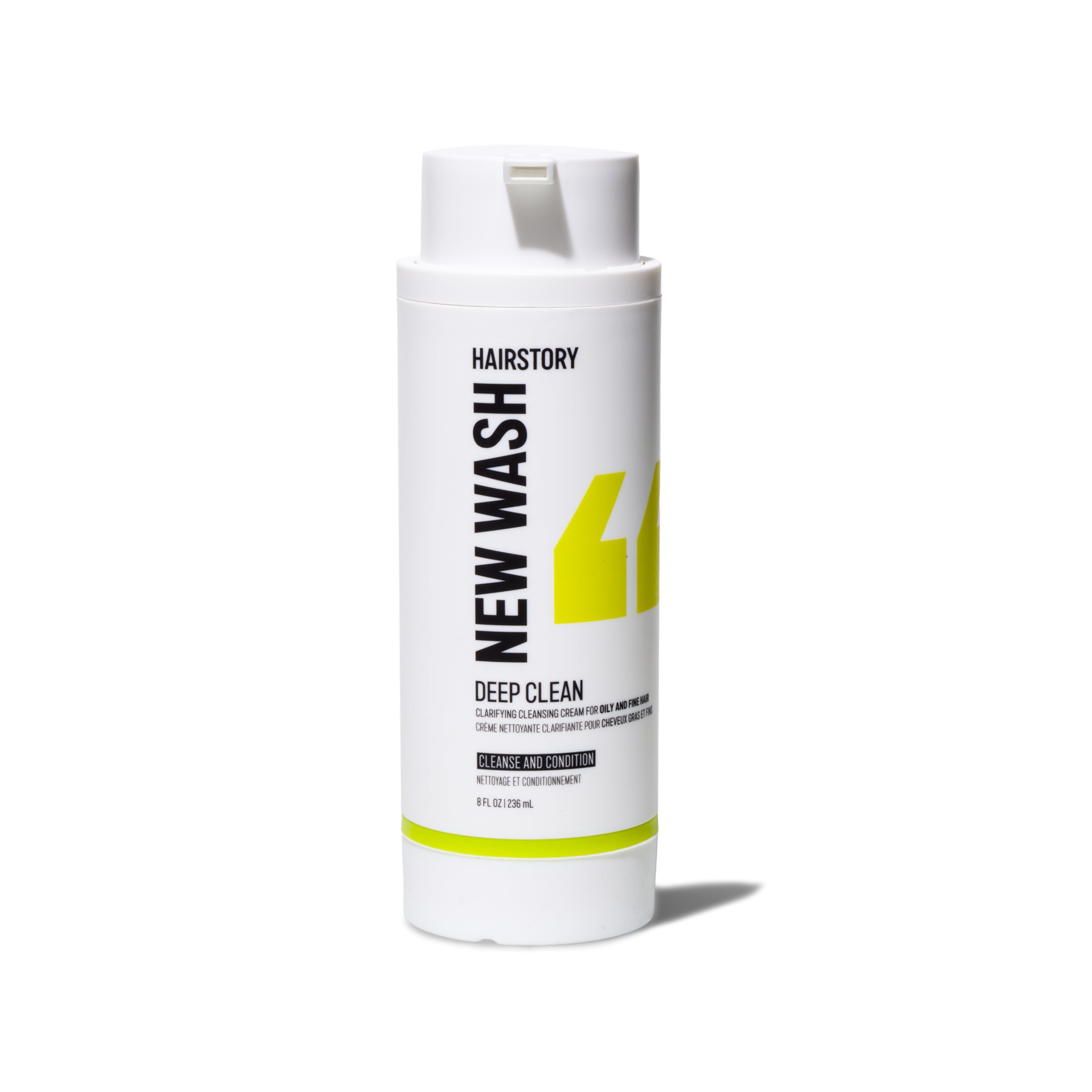 Hairstory New Wash Deep Clean – Detergent Free Shampoo for Oily Fine Hair, Sulfate Free Volumizing Cleansing Cream, Shampoo and Conditioner Alternative, 8 Fl Oz Refillable Bottle