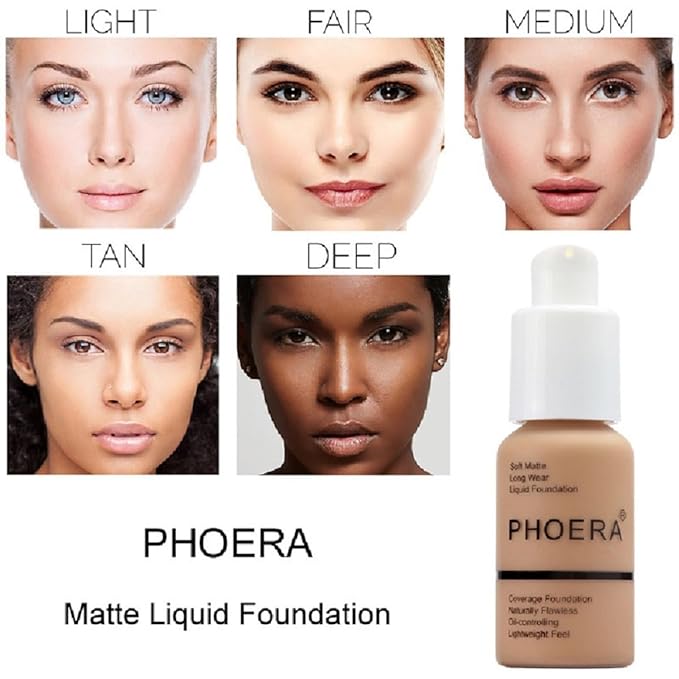 PHOERA Foundation,Flawless Soft Matte Oil Contro Concealer Long-Lasting Waterproof Full Coverage Foundation Makeup.(1Pcs-101# Porcelain)