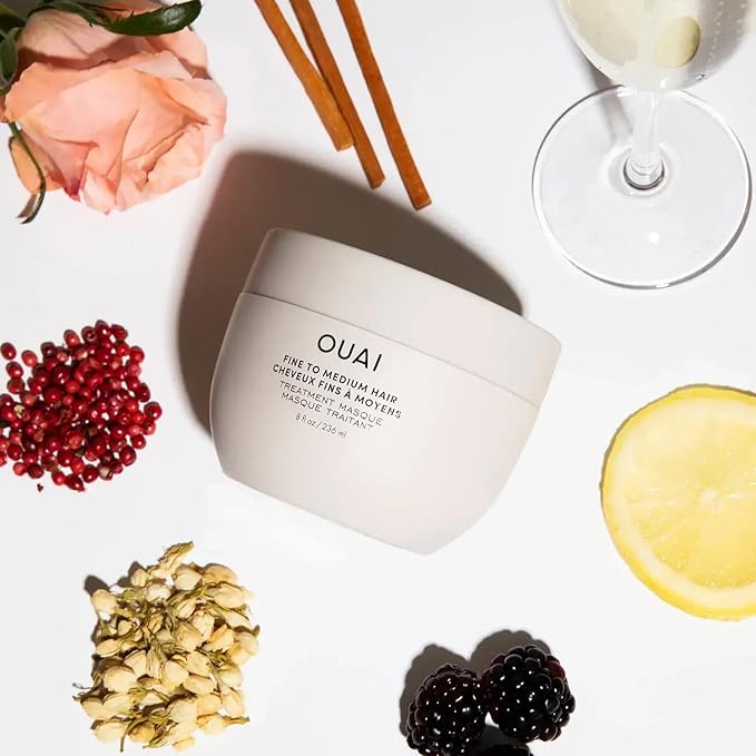 OUAI Fine to Medium Hair Treatment Mask - Lightweight Deep Conditioning Hair Mask with Shea Butter, Keratin & Panthenol - Helps Hydrate, Fight Frizz, Strengthen & Repair Damage (8 oz)