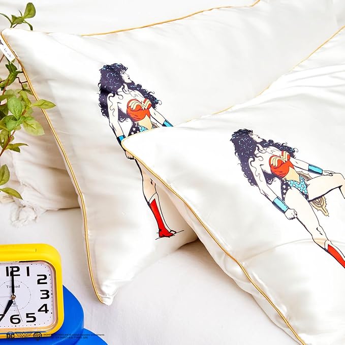 Kitsch x Wonder Woman Satin Pillowcase, Size 19x36 - Believe in Wonder