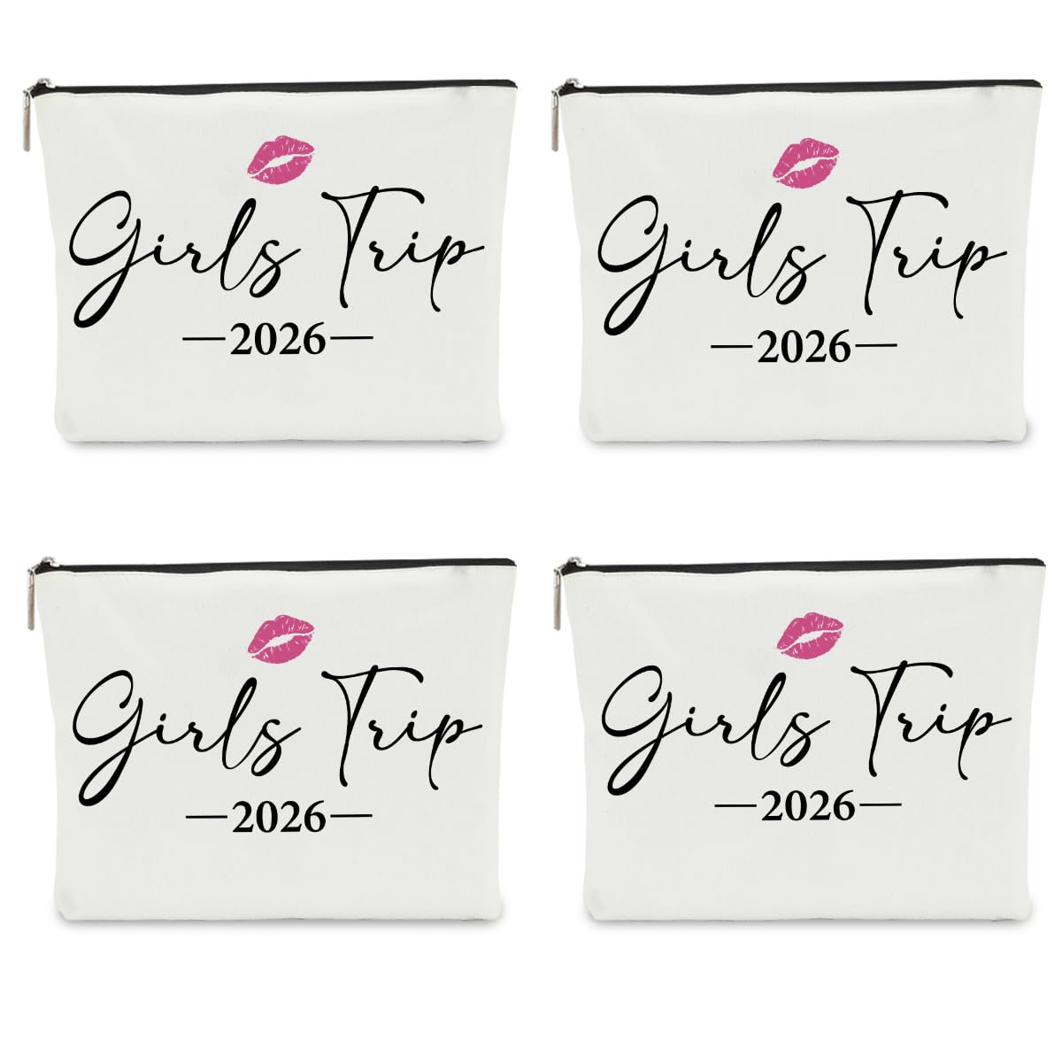 NBIAN 4 PCS Girls Trip Gifts Favors 2026 Girls Weekend Gifts for Women Bestie Gifts Friend Gifts Girls Trip Favors for Sister Females Friendship Holiday Vacation Makeup Bag Weekend Bags for Women