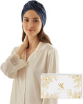 SYSERAN 100% Mulberry Silk Bonnet for Sleeping - Women Natural Curly Hair Night Cap Luxury Sleep Head Wrap with Elastic Band(Navy Blue)
