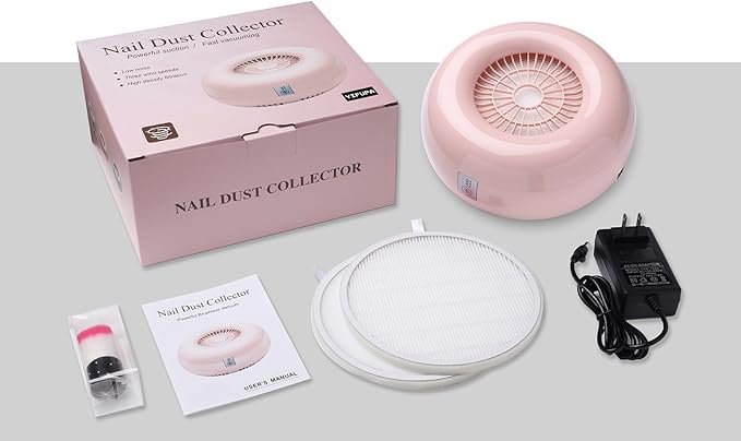 Yifupa Nail Dust Collector Nail Tech with 2 Reusable Filters Powerful Suction Nail Vacuum Cleaner Fan Dust Collector Professional Electric Extractor Magnetic Cover Low Noise for Acrylic Gel