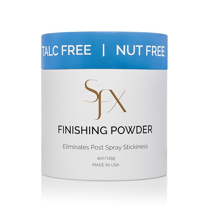 SunFX Setting Powder - Post Spray Tan Finishing Veil, Sunless Tanning Dusting Powder, Translucent Shimmer, Talcless Body Glow For Self Tanner, Spray Tan Powder - Cheeky-Sunshine, 4 Ounce (Pack of 1)