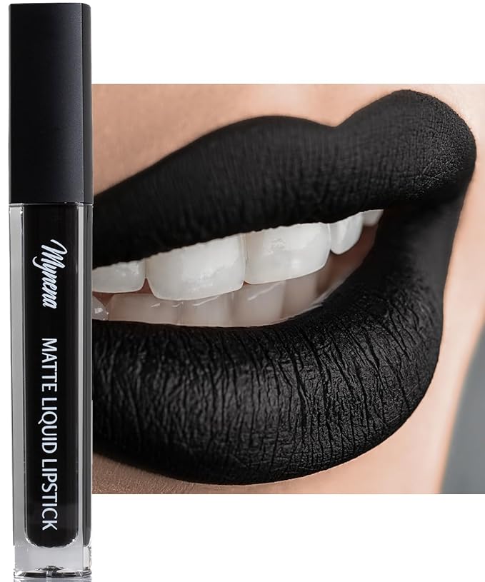 Mynena Hydrating Black Matte Liquid Lipstick, Long Lasting Lip Stain -Linda