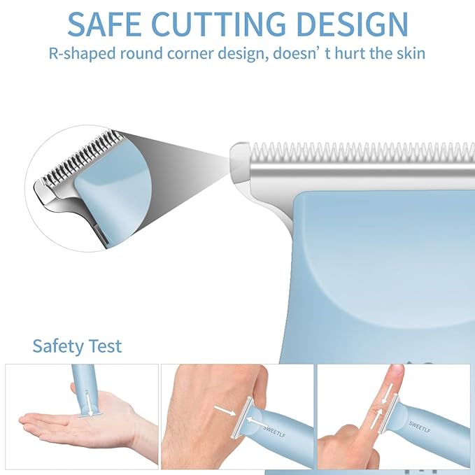 SWEETLF Hair Clippers, Silent Cordless Hair Trimmer, Mini Hair Cutting Kit with 3 Guide Combs, Portable & USB Rechargeable Haircut Clippers for Men Women Kids (Blue)