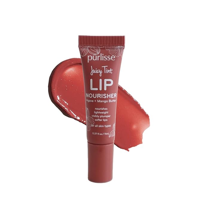 pūrlisse Juicy Tint Moisturizing Tinted Lip Balm for Women - Hydrating Tinted Lip Balm for Dry Lips - Enriched with Shea Butter & Jojoba Oil for Plumper Soft Lips - Nude Shine (.38 oz)