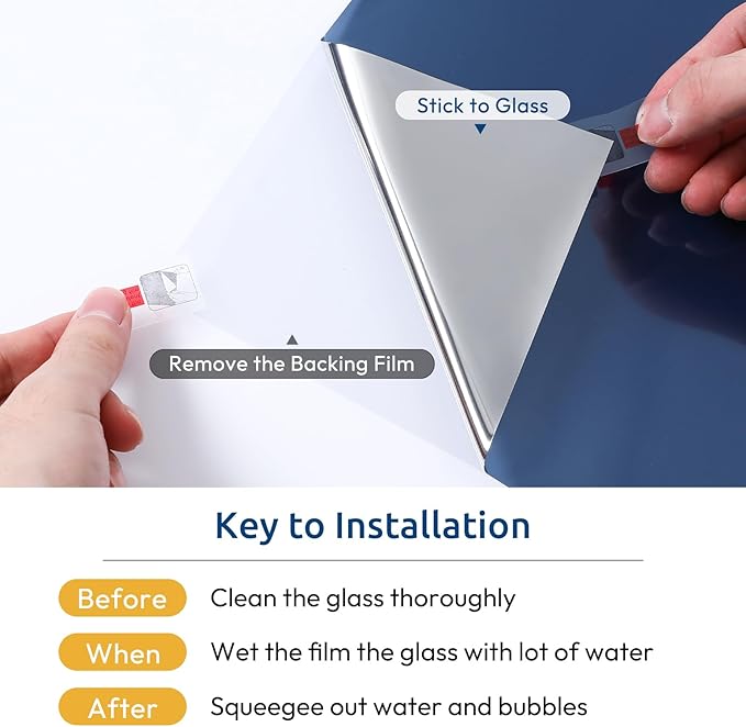 rabbitgoo Window Privacy Film One Way, 17.5" x 157.4", Blue Silver