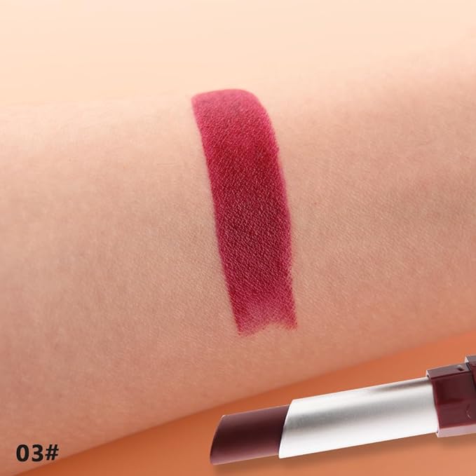 IATMOMOD Wine Red Cream Matte Lipstick Stick 03#, Longwear Full Coverage Velvet Lip Color, Waterproof Multi-Use Lip & Cheek Makeup for Party & Halloween, Lápiz labial mate color vino para mujer