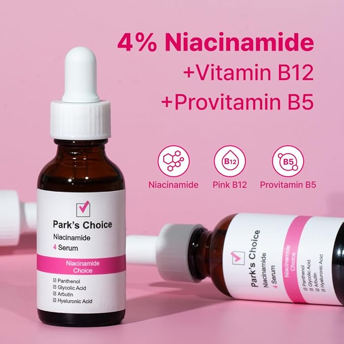 Niacinamide 4% Serum for Oily Skin | Pore Minimizing Serum & Oil Control Serum | Vitamin B12 Facial Serum for Dark Spots & Even Skin Tone | Korean Skincare | Park’s Choice