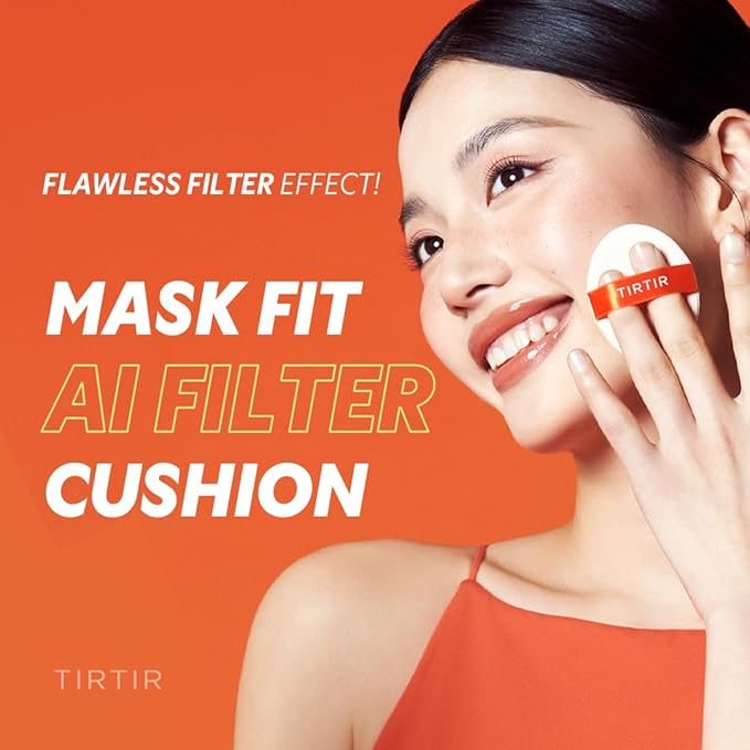 [*Mini Size*] TIRTIR Mask Fit Ai Filter Cushion Foundation | AI-Like Semi-Matte Finish - Up to 72-Hour Medium to Full Coverage Korean BB Cushion Make up Beauty, #24N Latte, 0.15 Fl Oz