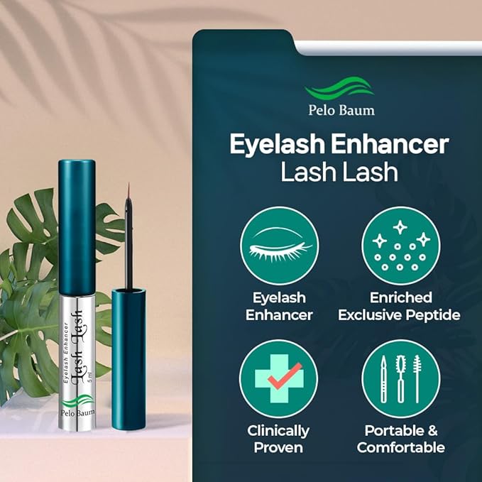 Pelo Baum Lash Lash Eyelash Enhancer Serum with Peptides for Thicker Fuller Looking Lashes Nourishing Eyelash Conditioner for Thin Brittle Lashes 0.17 Fl Oz