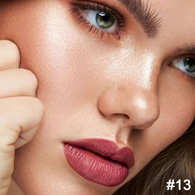 HHLTOH 2-in-1 Mauve Red Lip Liner & Lipstick Set Kit for Women, Matte Lips Kit with Lip Liner Lip Stains Long Lasting Waterproof 24 Hour Lipstick and Lip Liners Combo Lipliners Pencil Set 13