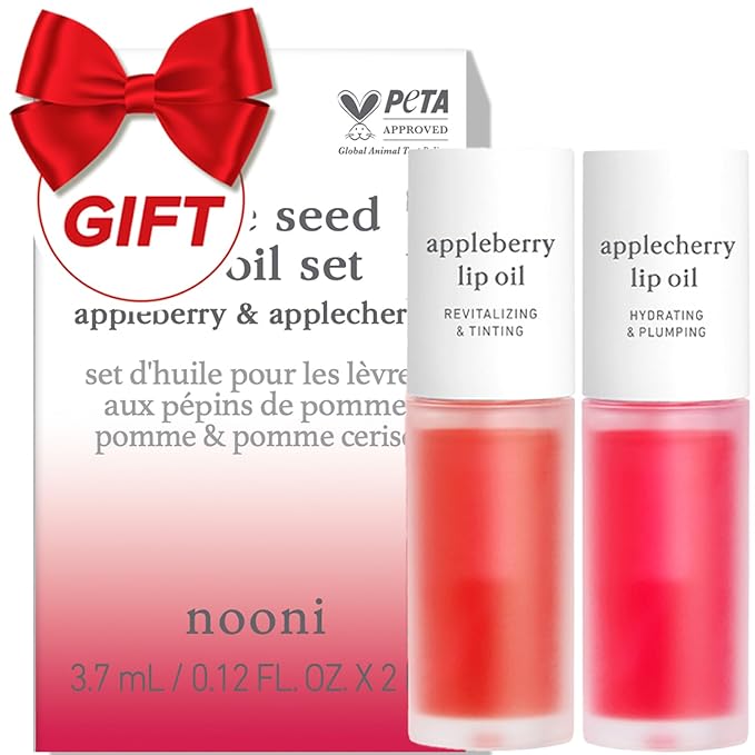 NOONI Korean Lip Oil Set - Appleberry & Applecherry - Plumping Tinted Gloss