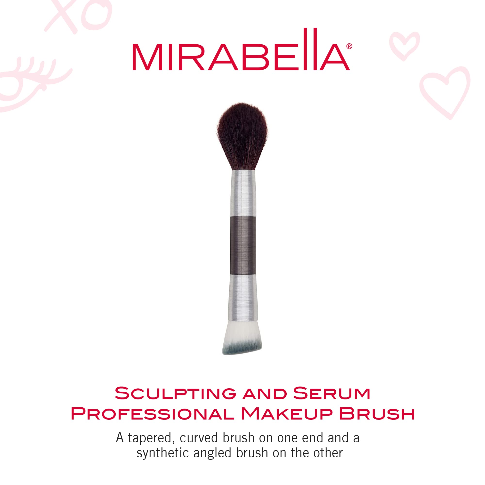 Mirabella Perfecting & Sculpting Duo Foundation Brush, Professional Makeup Brush Collection, Cruelty-Free Synthetic Bristle Brush, Hand-Sculpted Brushed Aluminum Handle Blending Brush for Makeup