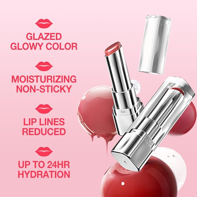 2Pcs Tinted Lip Balm Moisturizing Lipstick – Deep Rose Colored Bean Paste Sheer Hydrating Lip Color for Dry Lips – Nourishing Lip Balm for All Women with a Subtle Natural Scent (S05 & S05)