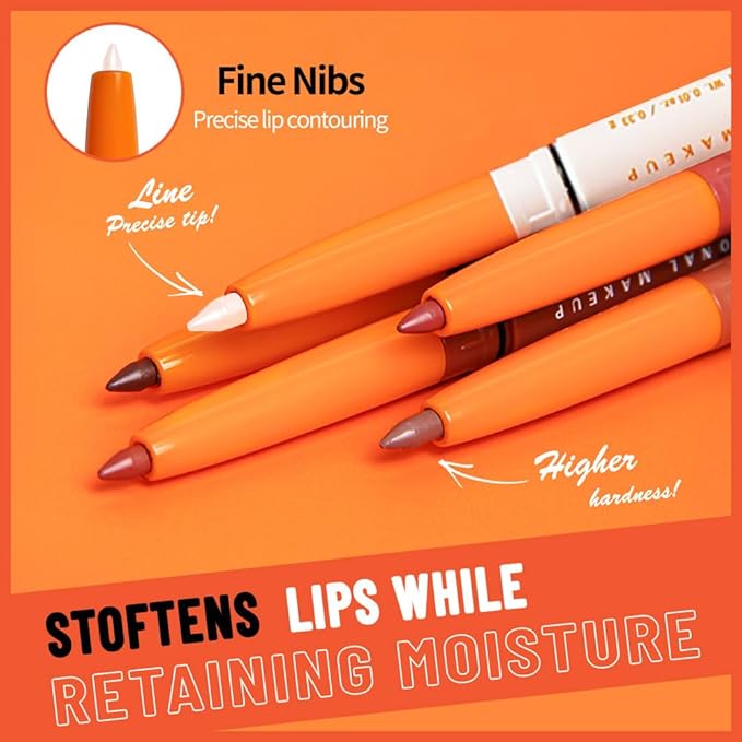 KXmzeG Matte Lip Liner Pencil for Shaping Lips, Retractable Creamy Brown Crayon LipLiner Pencil, Long Lasting Waterproof Lipstick Lip Liner Makeup, Vegan Beauty 01#