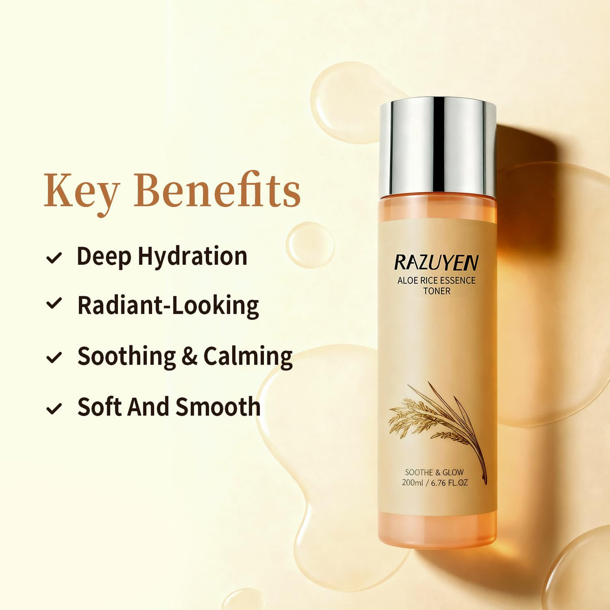 RAZUYEN Rice Toner, Milky Toner for Soothing and Glowing Skin