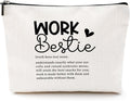 CQM Work Besties Gifts for Women Funny Makeup Bag Friendship Gifts Farewell Goodbye Gifts Cosmetic Bag Coworker Leaving Gifts for Women Employee Manager Travel Toiletry Bag Christmas Birthday Gifts