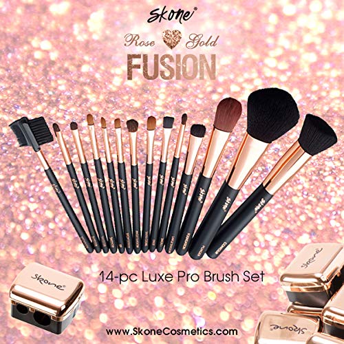 Skone Cosmetics Smokey Makeup Brush - Luxe Premium Rose Gold and Synthetic Black Smokey Eye Brush Used To Blend Eye Shadow - Professional Grade Nylon Smokey Make Up Brush - Smokey Brush for Eyes - Cruelty Free Makeup Brushes