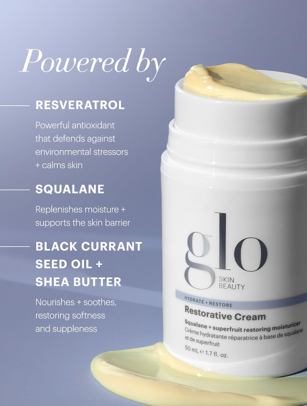 Glo Skin Beauty Restorative Cream Moisturizer, Dry Skin, 1.7 oz