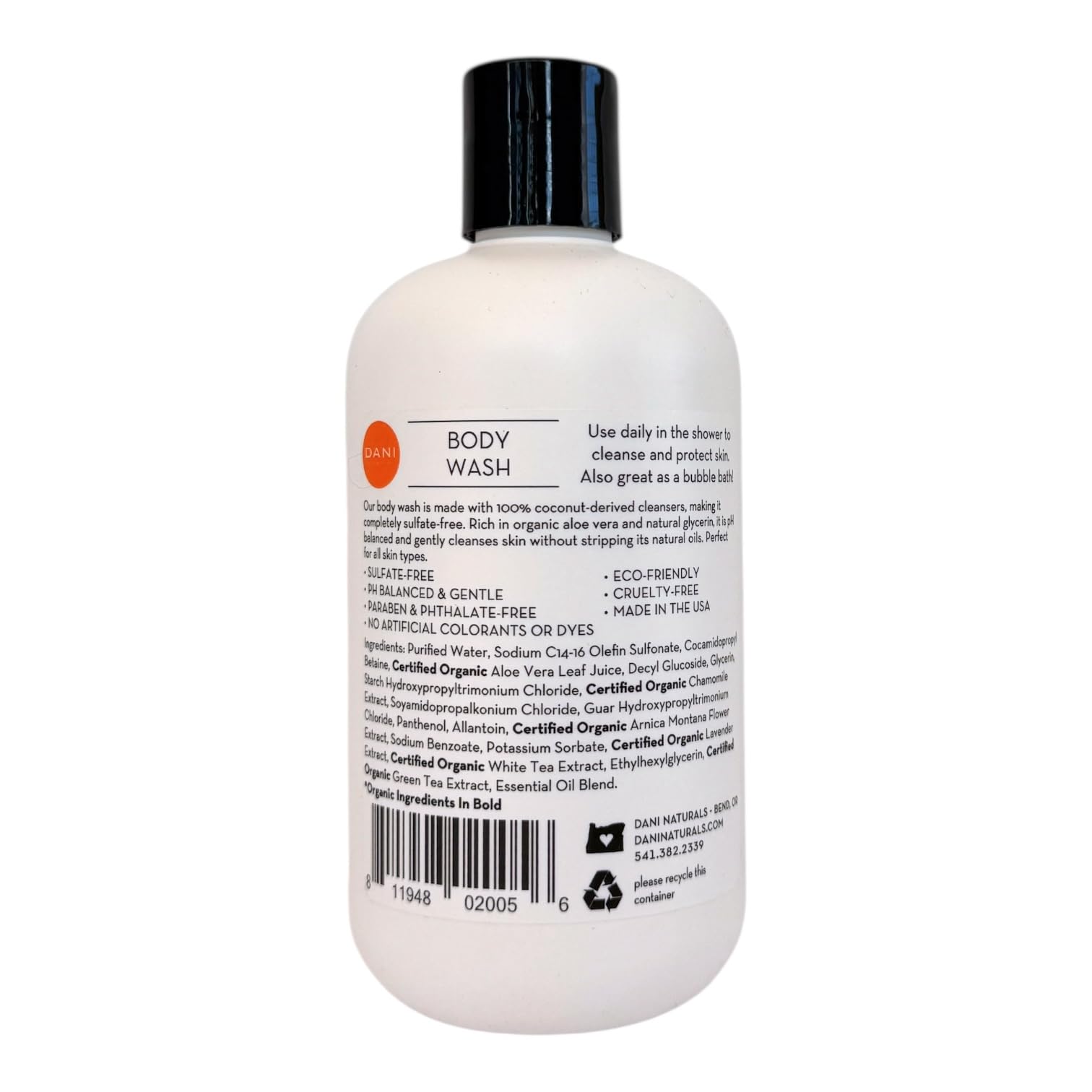 DANI Naturals Grapefruit Ginger Body Wash, Sulfate-Free and Vegan, 12 fl oz