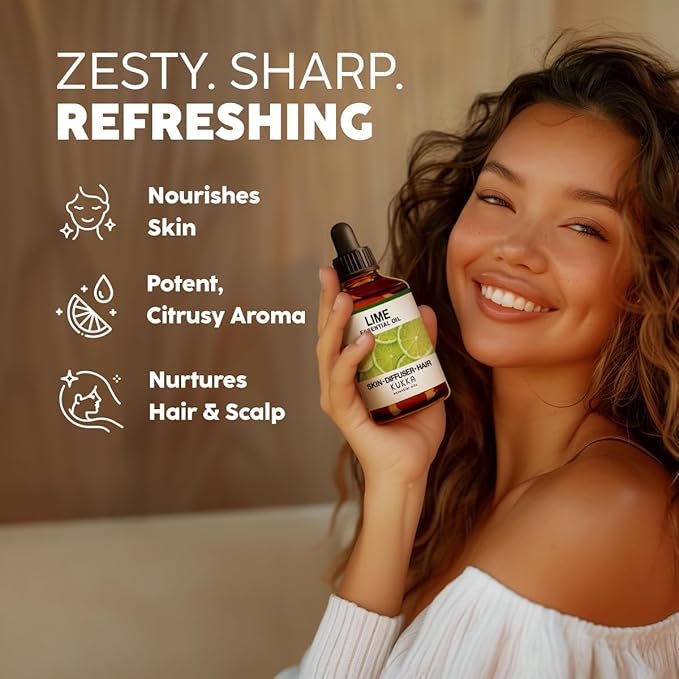 100% Pure Lime Oil - 4 Fl Oz Lime Essential Oil for Hair, Skin, Diffuser, Aromatherapy & DIY Soap Making Scent