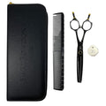 Black Widow Dos Manos Hair Thinning Shears, 6 Inch Ambidextrous Barber Blending & Texturizing Scissors, Japanese Stainless Steel, Adjustable Tension Screw