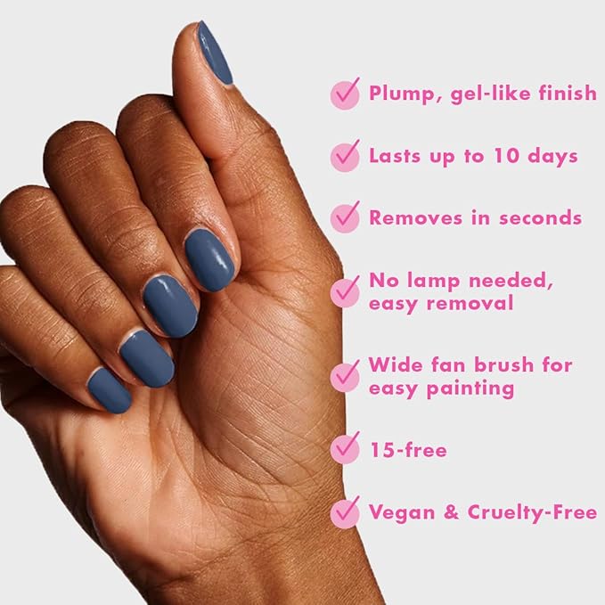 Olive & June Long Lasting Nail Polish | Plump Gel-Like Finish No Lamp Needed | Lasts up to 10 days | Salon-Quality 15-Free Vegan & Cruelty-Free Chip-Resistant | Social Studies Gunmetal Blue