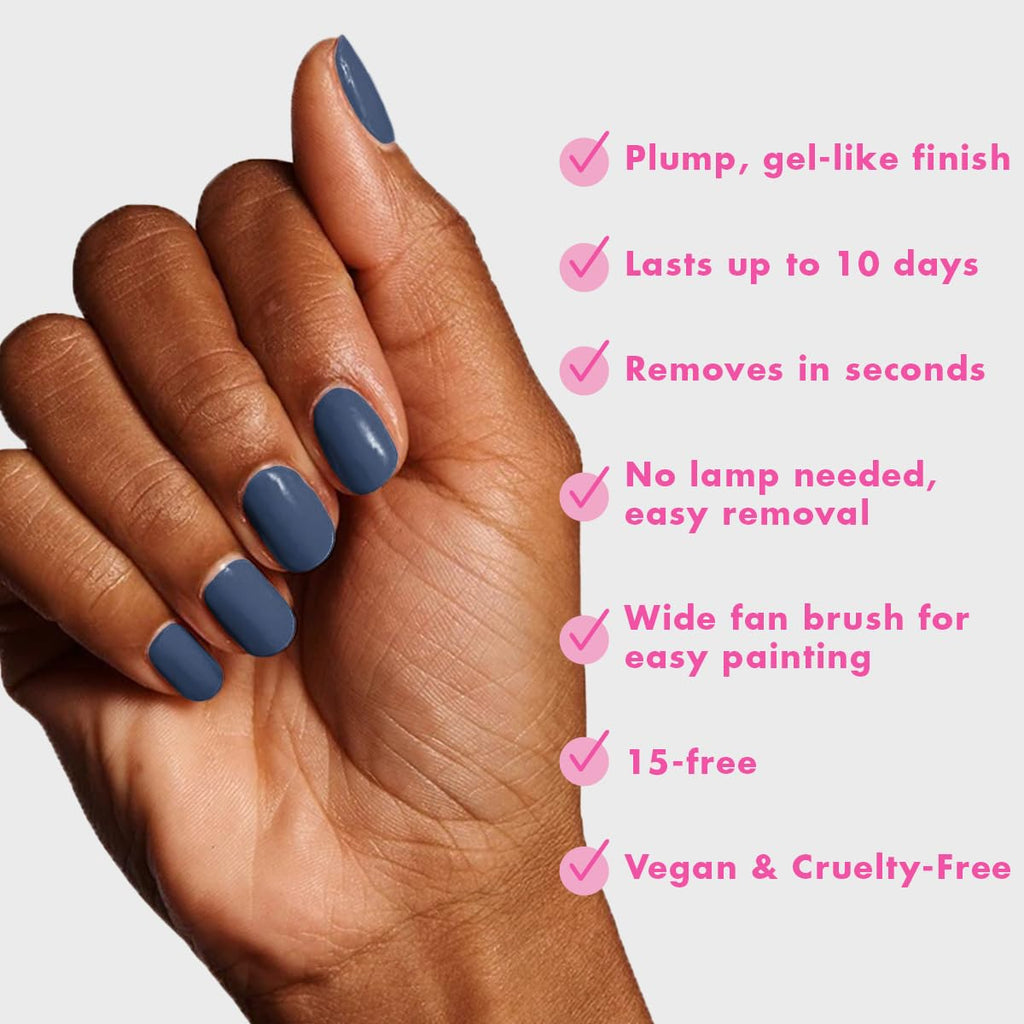 Olive & June Long Lasting Nail Polish | Plump Gel-Like Finish No Lamp Needed | Lasts up to 10 days | Salon-Quality 15-Free Vegan & Cruelty-Free Chip-Resistant | Social Studies Gunmetal Blue