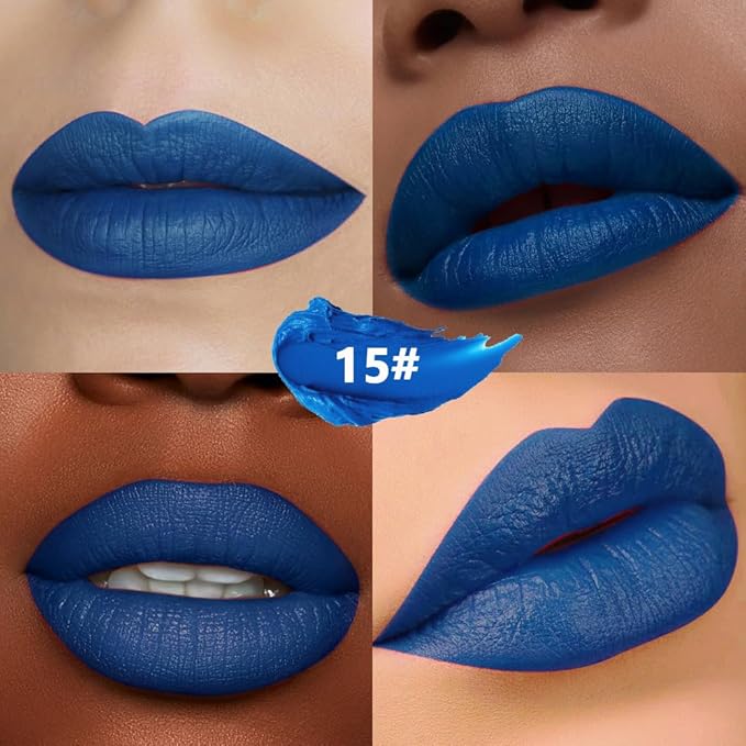 IATMOMOD Neutral Blue Cream Matte Lipstick Stick 15#, Longwear Full Coverage Velvet Lip Color, Waterproof Multi-Use Lip & Cheek Makeup for Party & Daily Wear, Labial con color mate para uso diario