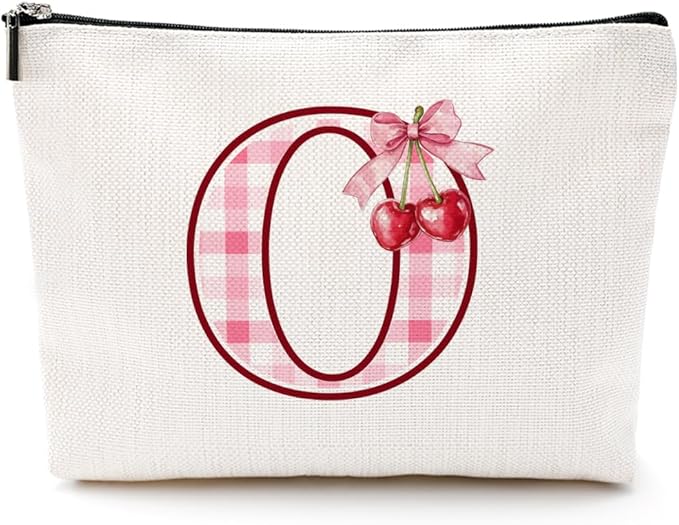 CQM Cherry Bag Initial O Makeup Bag Cherry Gifts for Women Cosmetic Bags