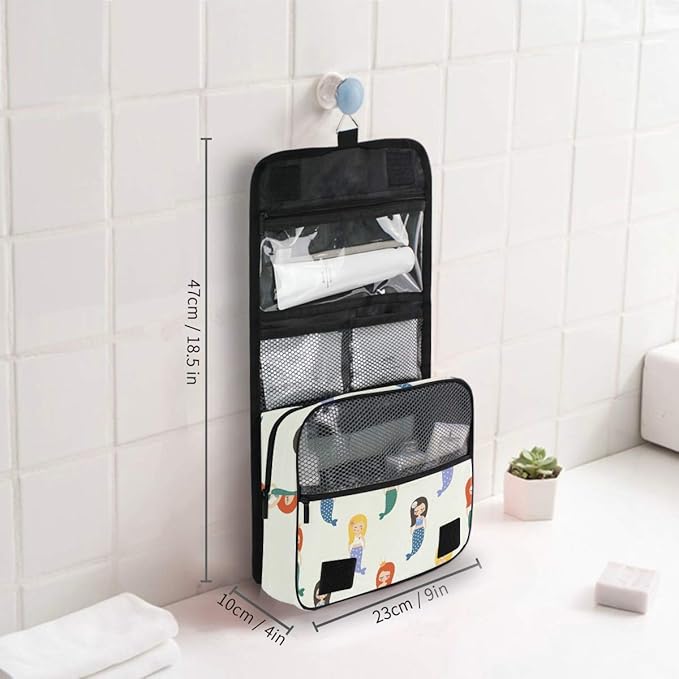 senya Hanging Travel Toiletry Bag Kit Makeup Case Cosmetics Organizer for Men Women (Colorful Mermaid)