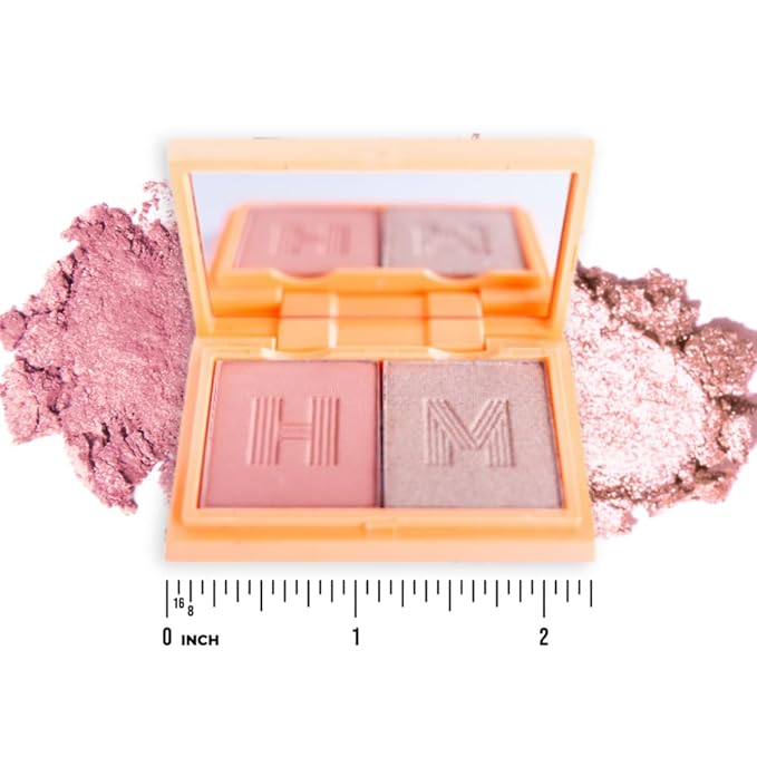 Haute Minute Makeup Blush + Brighten Highlighter Duo, Mini Lightweight Blendable Shimmer Blush, High Pigmented Makeup Powder Palettes, Cruelty Free - Call My Agent!