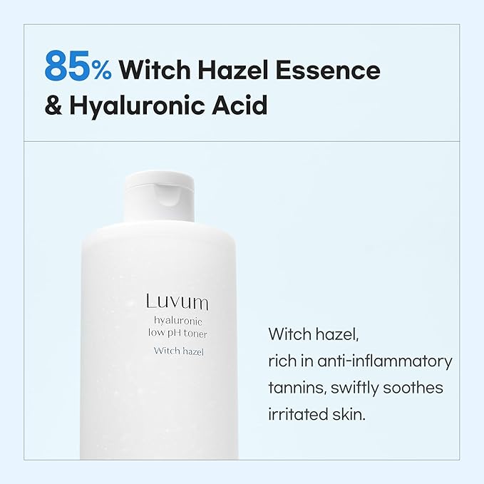 Luvum Witch Hazel Hyaluronic Low pH Toner, Witch Hazel, Hyaluronic Acid, pH 5.5, 10.15 fl. oz
