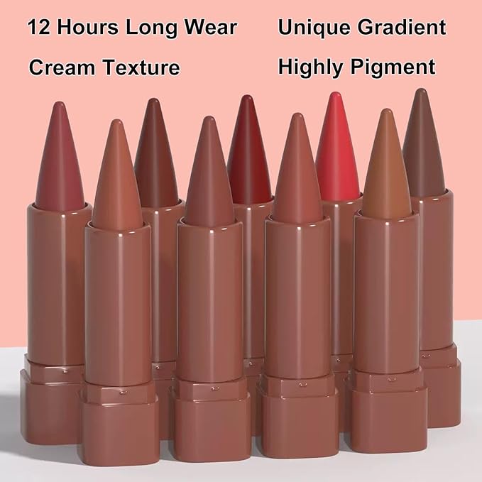 2-in-1 Gradient Dark Red Lip Liner & Lipstick, Waterproof Long Lasting Matte Lip Liner Pencil, Makeup Smudge proof lip liner with Cone Tip (08#-Wine)