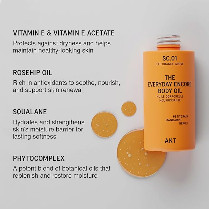AKT Everyday Encore Body Oil, SC.01 Orange Grove, 3.4 Fl Oz, All Genders