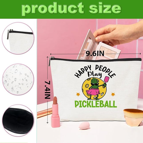 2pcs Funny Pickleball Gifts Makeup Bag, Ball Player Cosmetic Bag Ball Lover with Zipper Pouch Accessories Pickleball Lover Gifts for Girls Women Fans Player Mom Sister Christmas Birthday Gifts