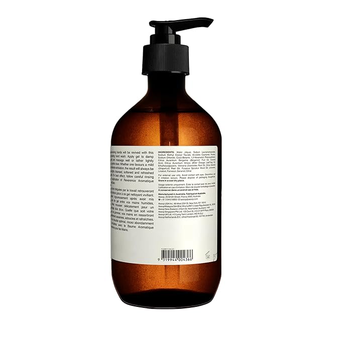 Aesop Reverence Aromatique Exfoliating Hand Wash | Exfoliating Hand Soap with Finely Milled Pumice | Gentle Cleansing & Skin-Smoothing Formula with Vetiver, Petitgrain & Bergamot | 500mL / 16.9 oz